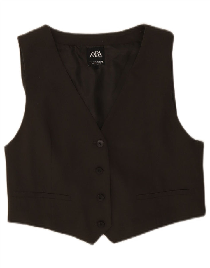 Zara Womens Crop vest UK 12 Medium Khaki Polyester