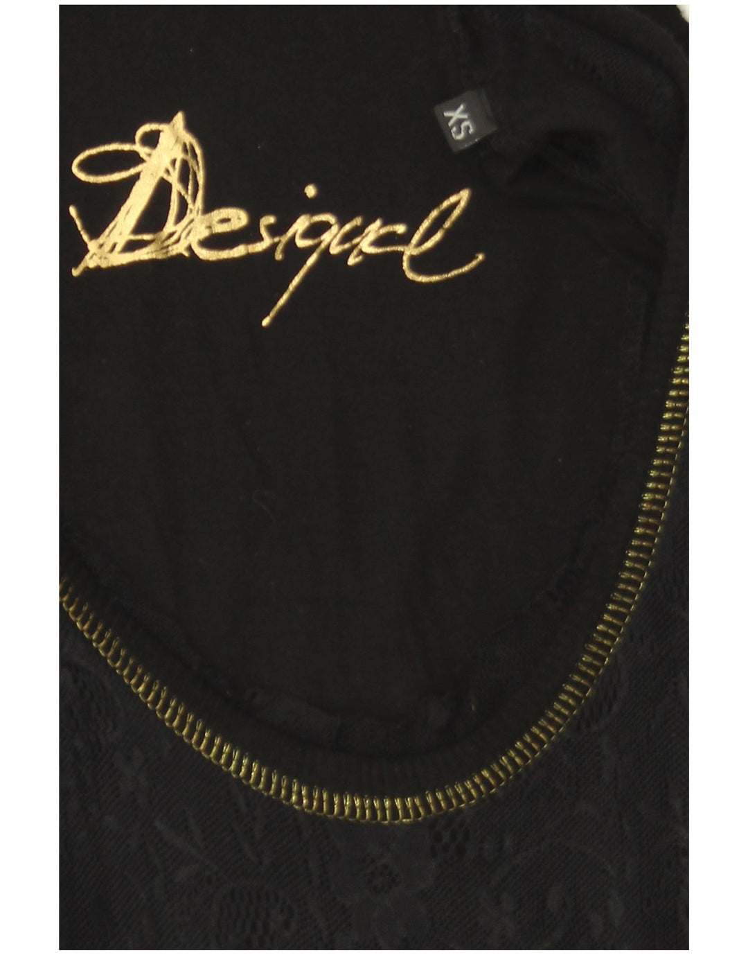 Desigual Dame Grafisk Bluse Top UK 6 XS Black Floral