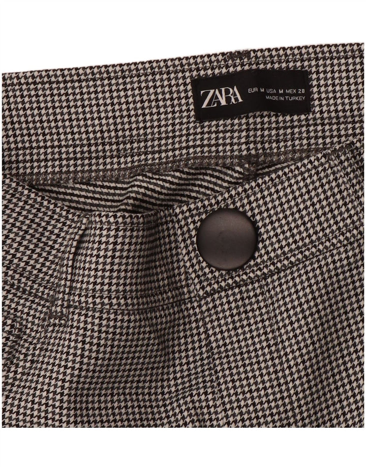 Zara Dame Slim Casual Bukser Medium W28 L27 Sort Houndstooth