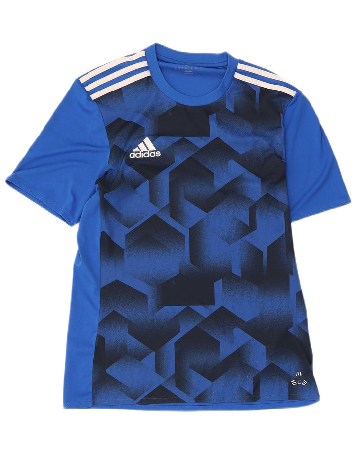Adidas Herre Climalite grafisk T-shirt top lille blå geometrisk polyester