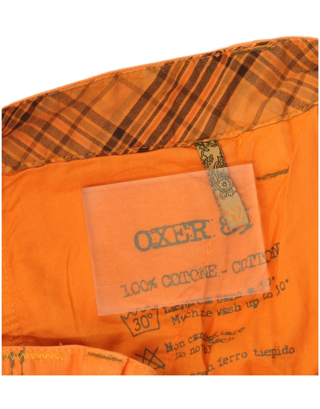 OXER Herre Cargo Shorts IT 52 XL W36 Orange Bomuld