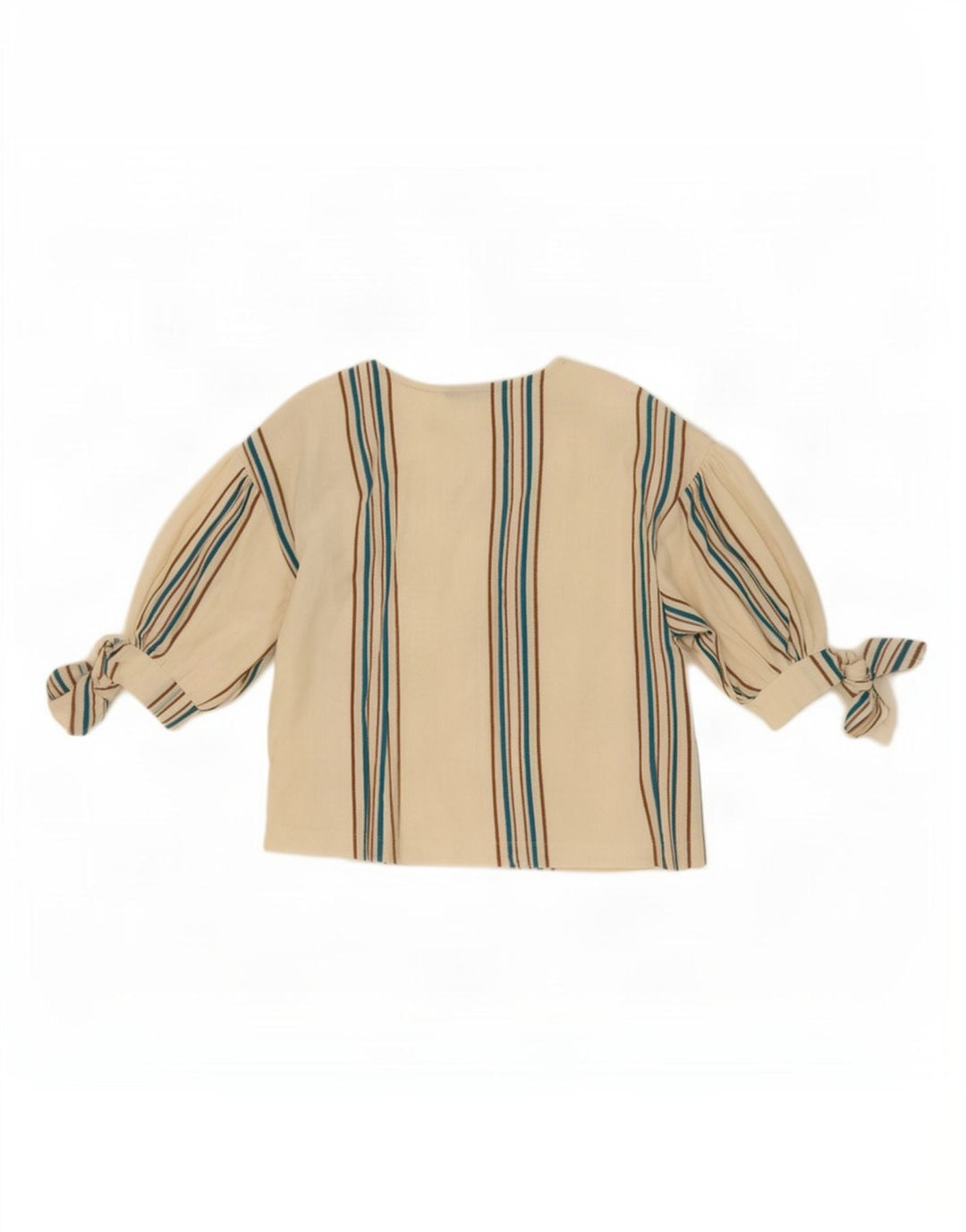 Zara Dame Crop Bluse Top UK 10 Lille hvid stribet bomuld
