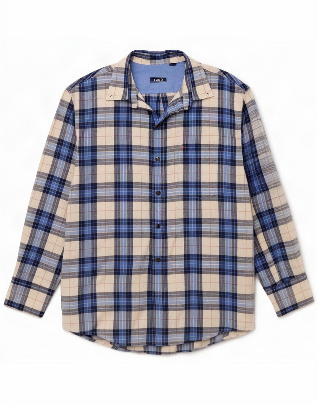 Izod Herreskjorte Medium Blå Plaid Bomuld