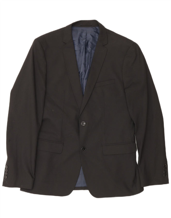 Zara Herre 2-knaps blazerjakke EU 50 Medium Sort Polyester