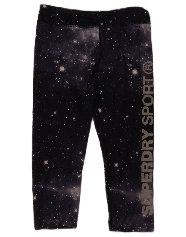 Superdry Womens Grafiske Capri Leggings UK 10 Small Black Tie Dye