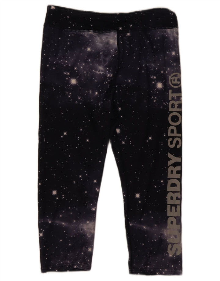 Superdry Womens Grafiske Capri Leggings UK 10 Small Black Tie Dye