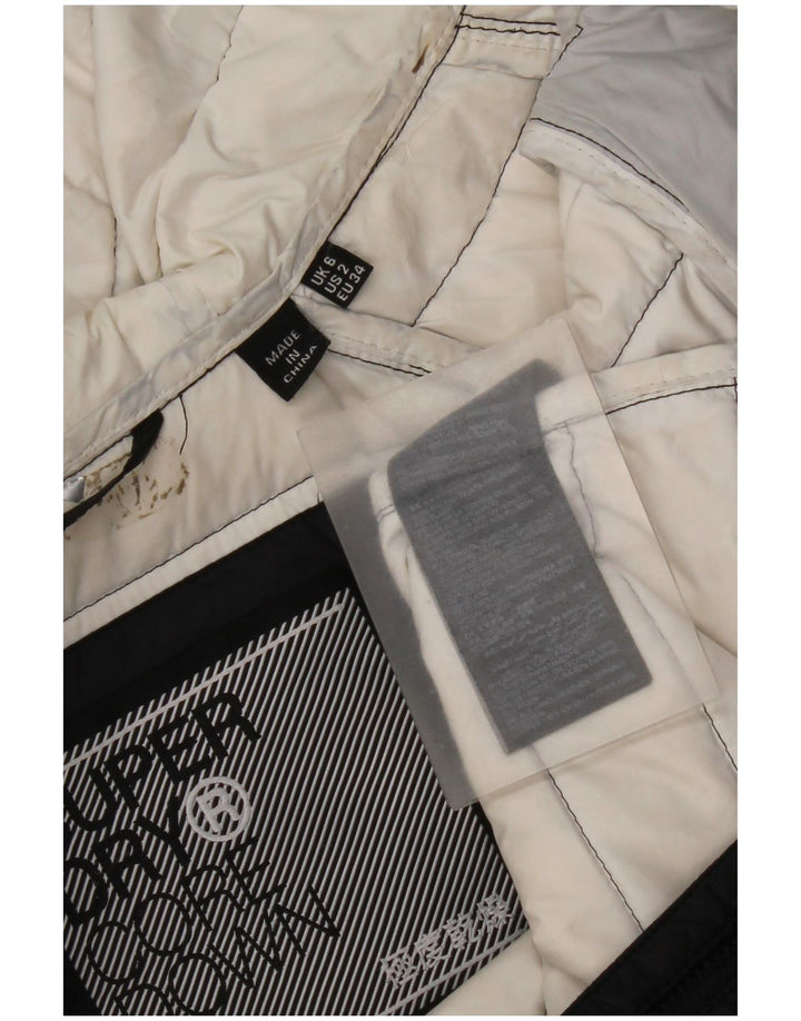 Superdry polstret hættejakke til kvinder UK 6 XS sort nylon