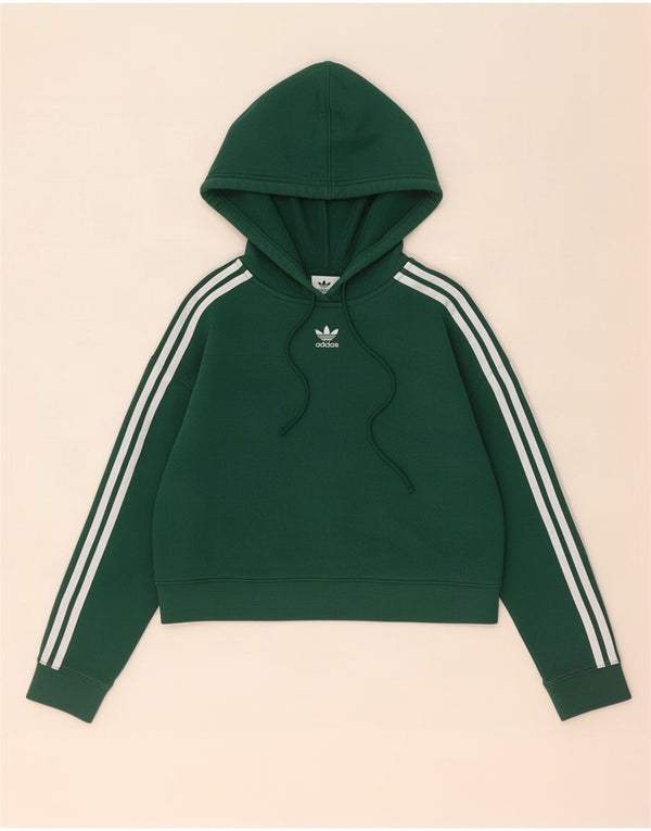 Adidas Womens Crop Oversized Hoodie Jumper UK 6 XS Grøn bomuld
