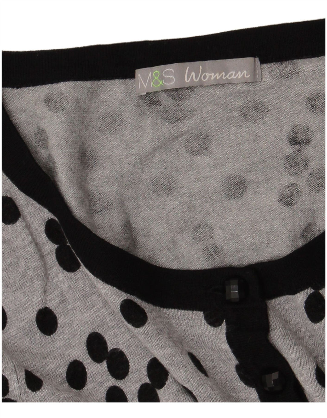 Marks & Spencer Dame Cardigan Sweater UK 10 Small Grey Polka Dot