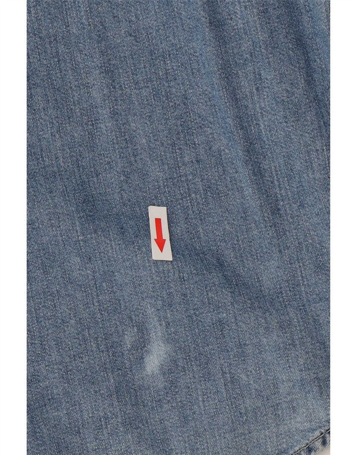 Wrangler vestlig denimskjorte til mænd, lille blå bomuld