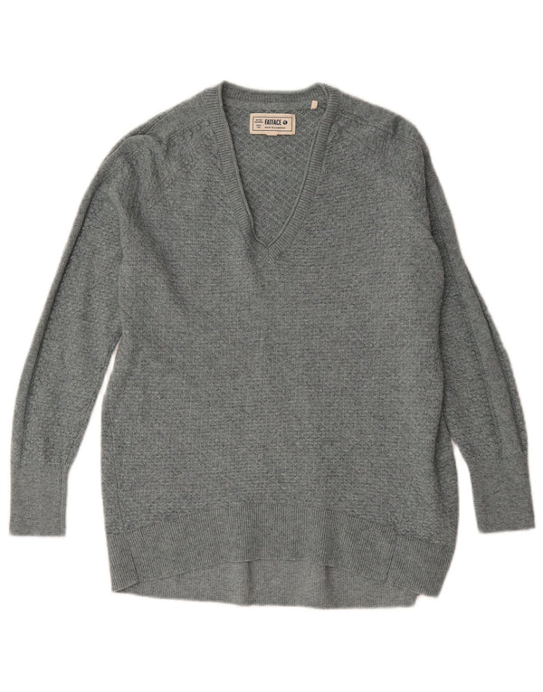 Fat Face Womens V-Neck Jumper Sweater UK 8 Small Blue Viscose
