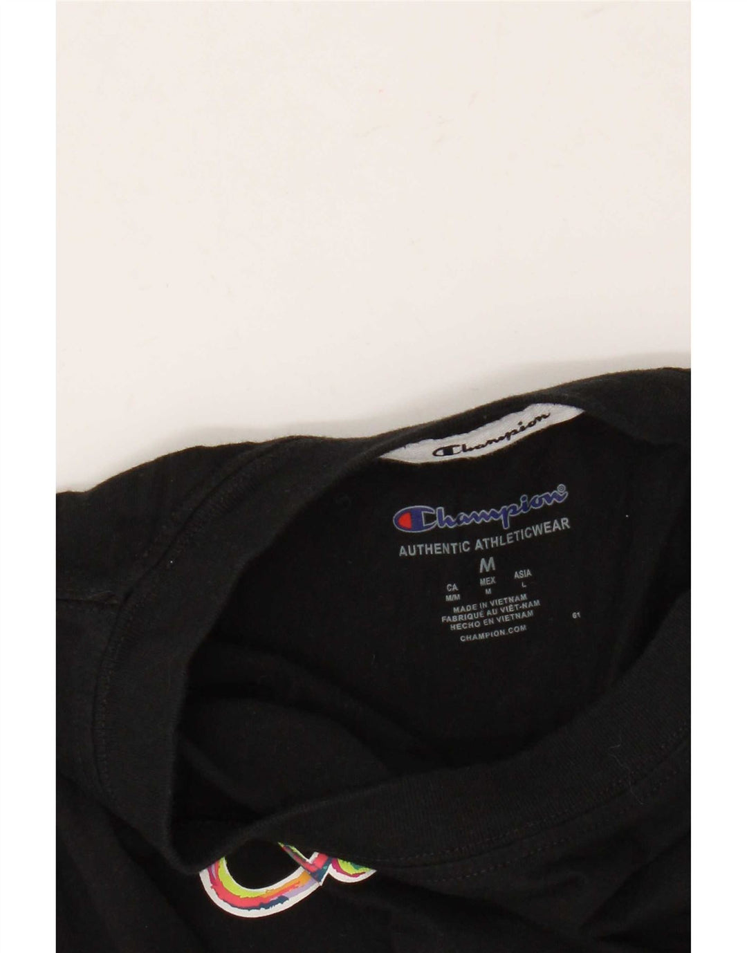 Champion Dame Grafisk T-Shirt Top UK 12 Medium Sort