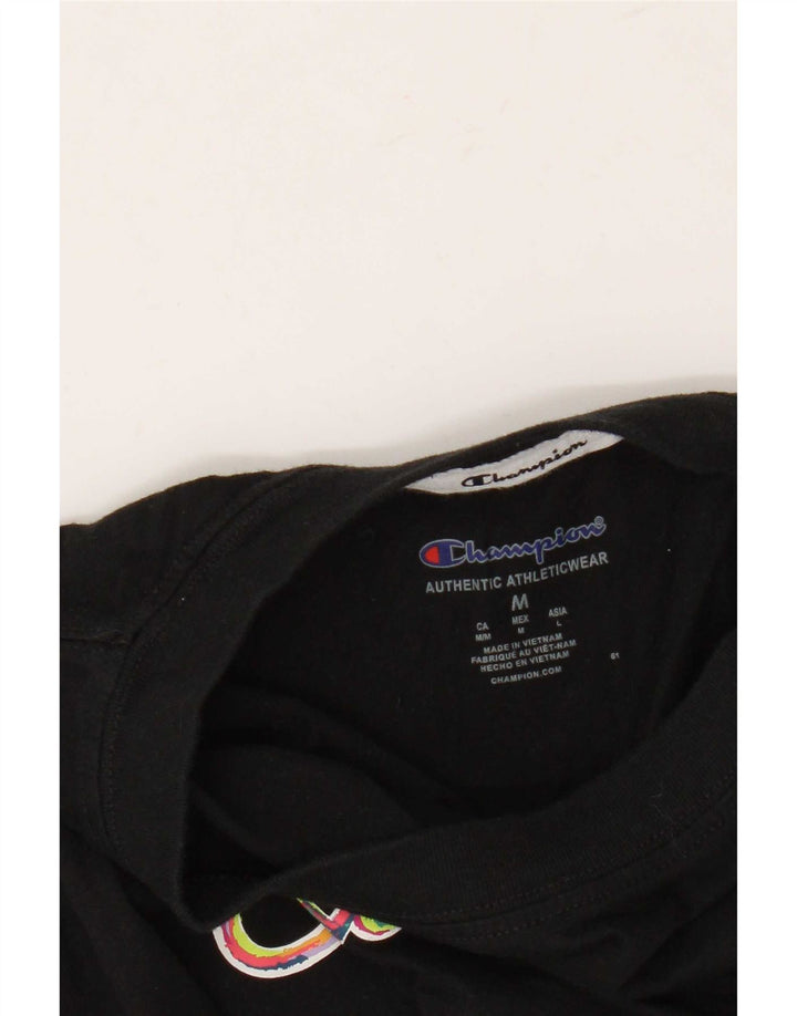 Champion Dame Grafisk T-Shirt Top UK 12 Medium Sort