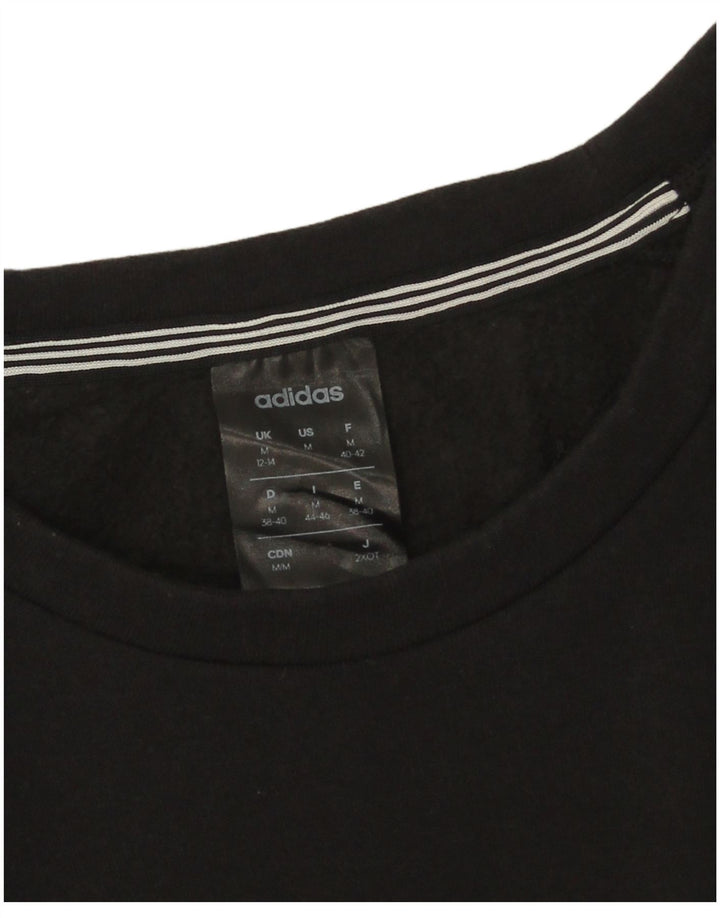 Adidas Dame Sweatshirt Jumper UK 12/14 Medium Sort Bomuld