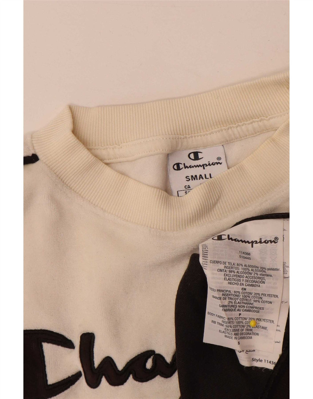 Champion Kvinder Oversized Grafisk Sweatshirt Jumper UK 10 Lille Sort