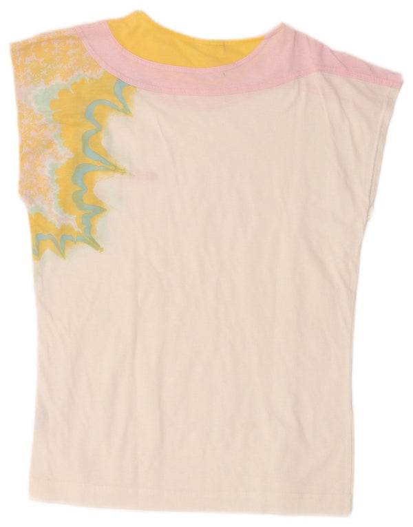 Ellesse Dame Ærmeløs Grafisk T-Shirt Top IT 40 Small White Retro