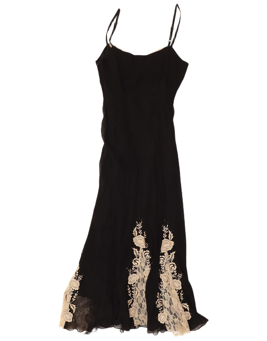 Wallis Dame Maxi Slip Dress UK 12 Medium Black Floral Viscose