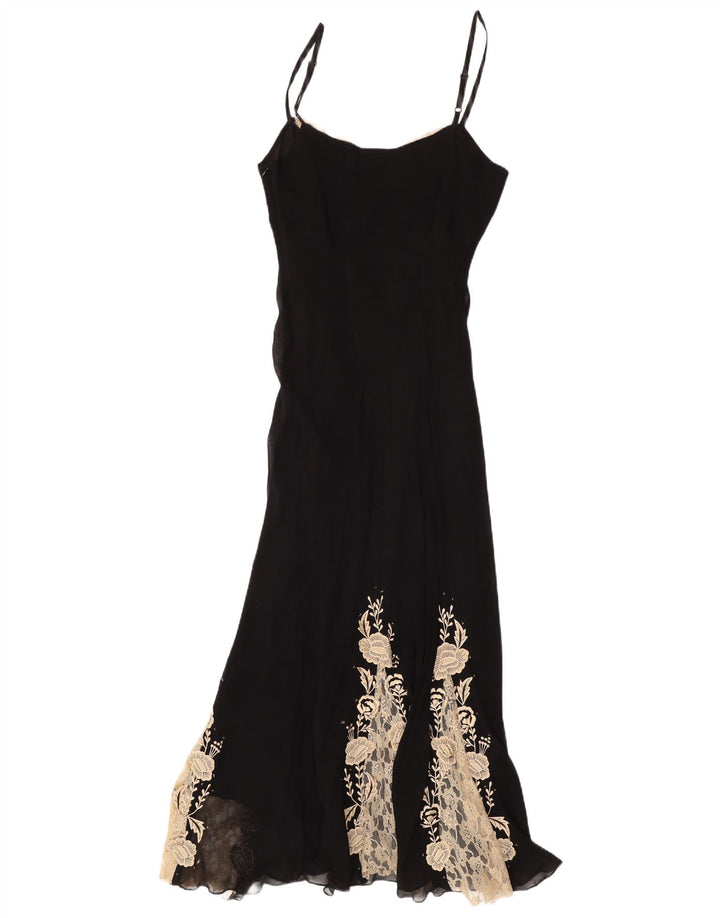 Wallis Dame Maxi Slip Dress UK 12 Medium Black Floral Viscose