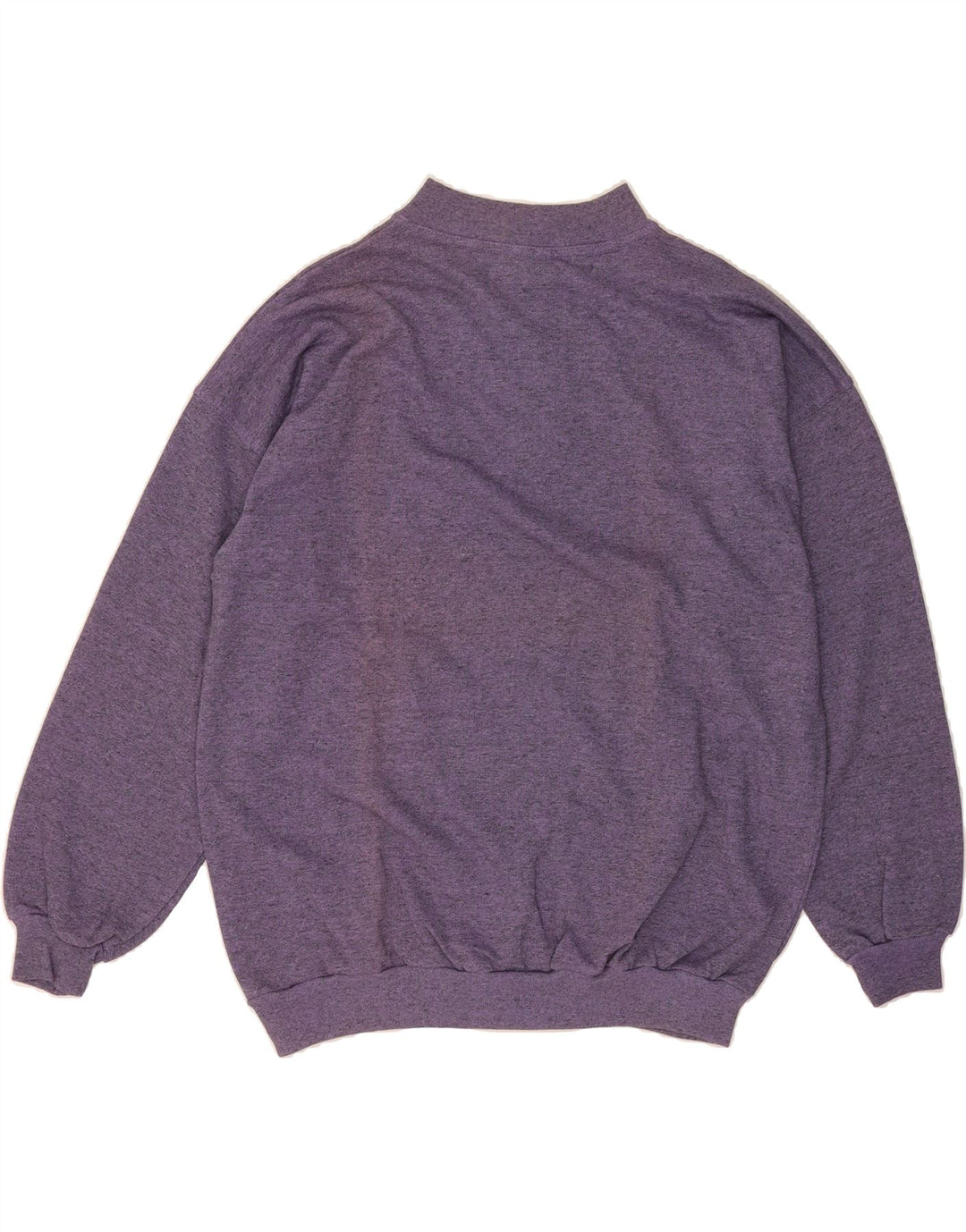 ACTIVE Mens Zip Neck Sweatshirt Jumper Large Purple Flecked Cotton Vintage Active and Second-Hand Active from Messina Hembry 