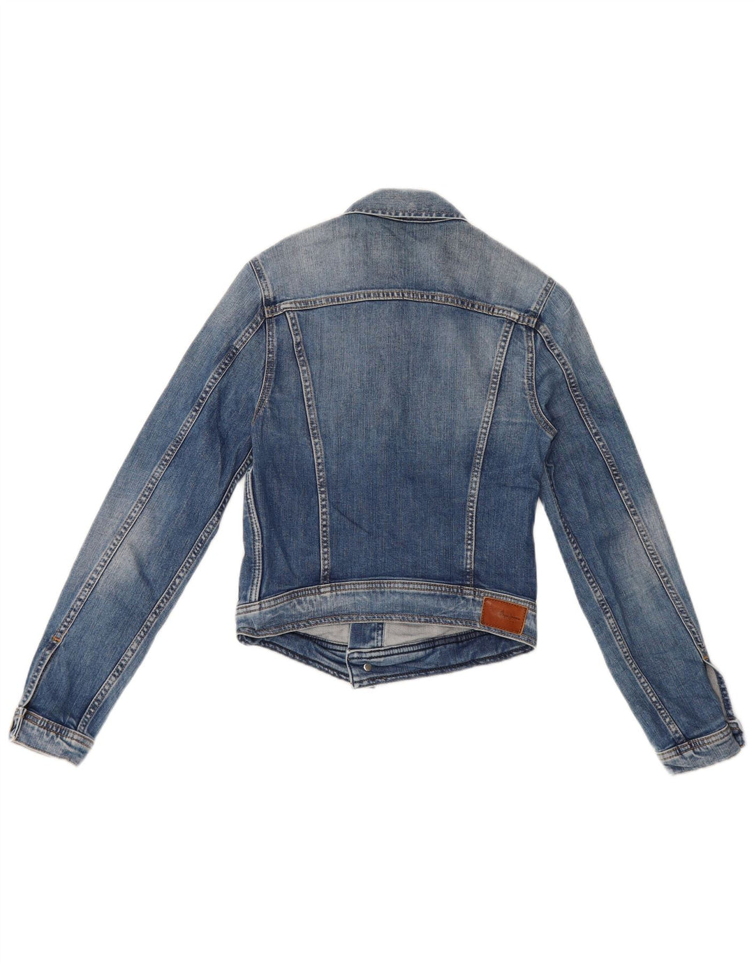 PEPE Jeans Dame Crop Denim Jacket UK 8 Small Blue Bomuld