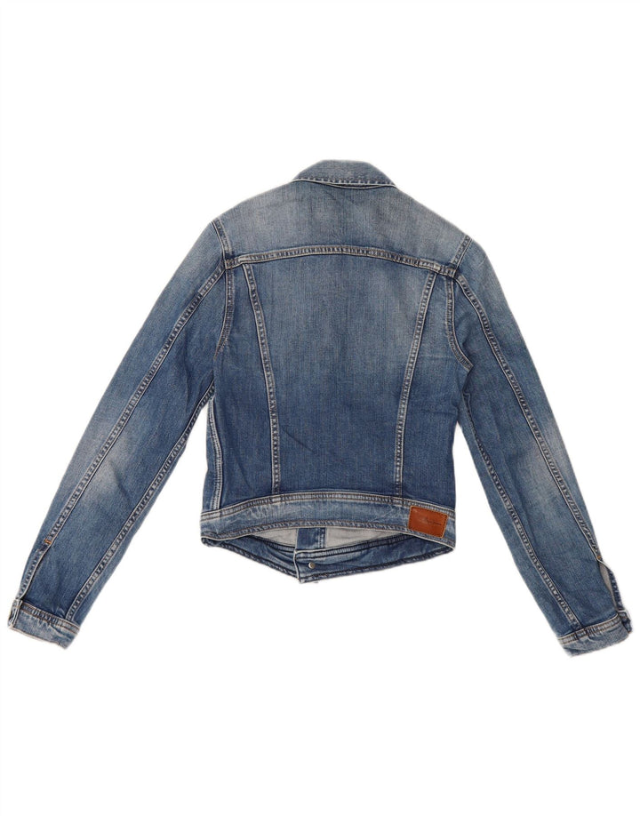 PEPE Jeans Dame Crop Denim Jacket UK 8 Small Blue Bomuld
