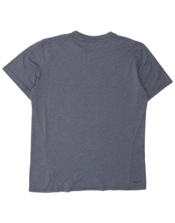 Nike Herre Dri Fit T-shirt Top Large Blue Flecked Polyester Sports