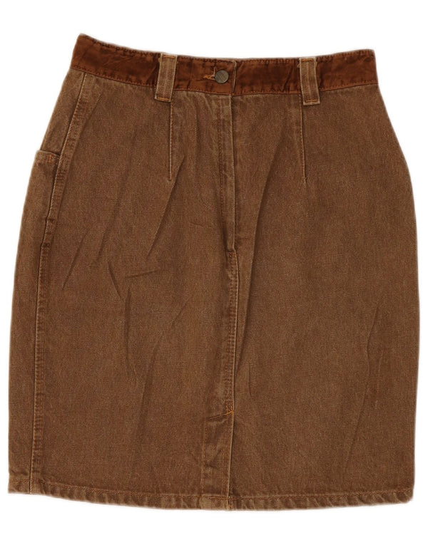 STEFANEL Womens High Waist Denim Skirt IT 46 Large W28  Brown Cotton