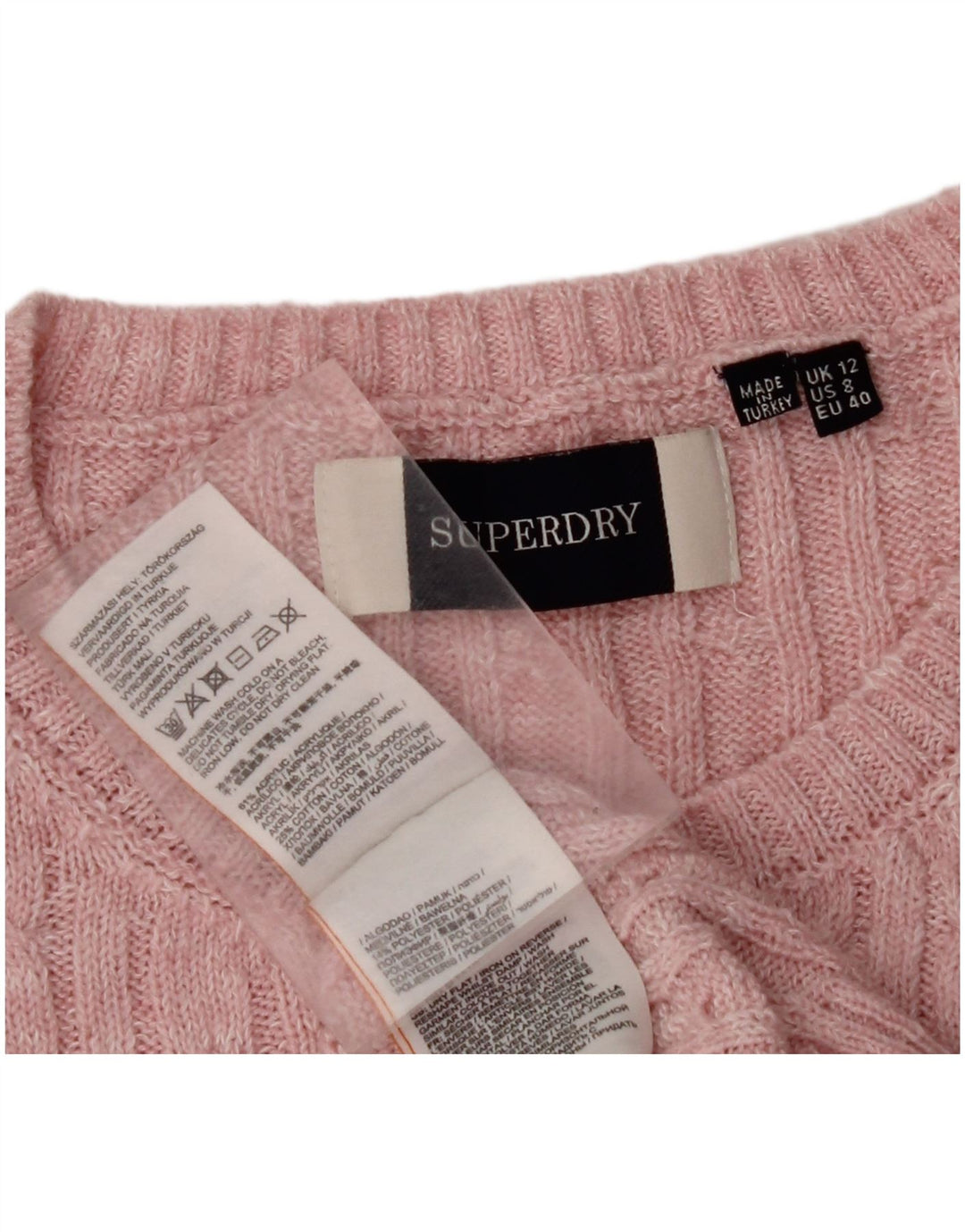SUPERDRY Dame sweater med rund hals DK 12 Medium Pink Akryl