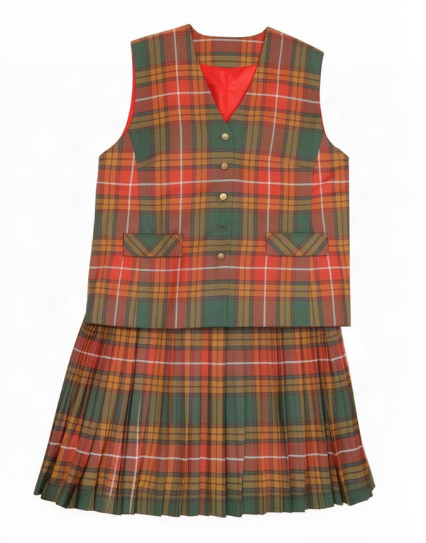 Vintage Womens 2 Piece Skirt Set UK 14 Large W36 Multicoloured Plaid