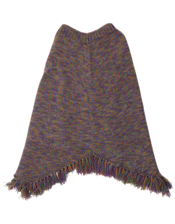 Vintage Dame Poncho Jumper UK 14 Stor Flerfarvet Flecked