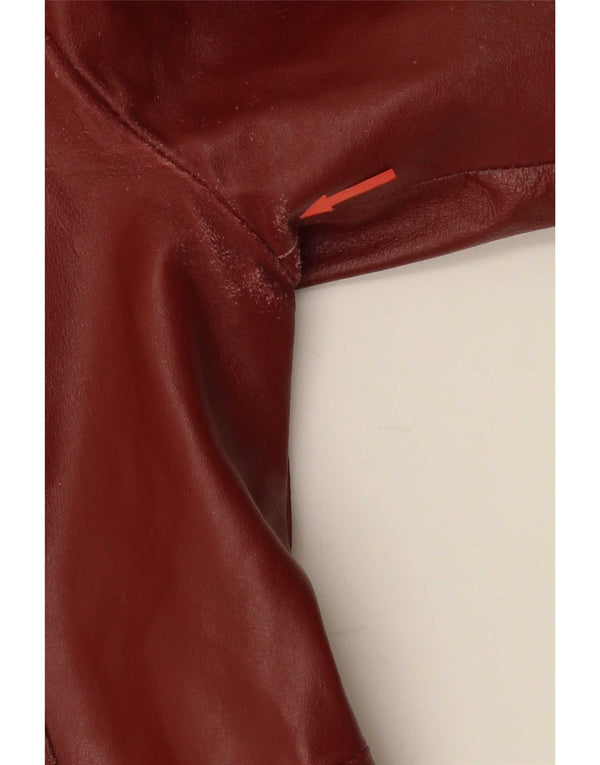 Vintage Womens Leather Coat UK 14 Large Maroon Leather