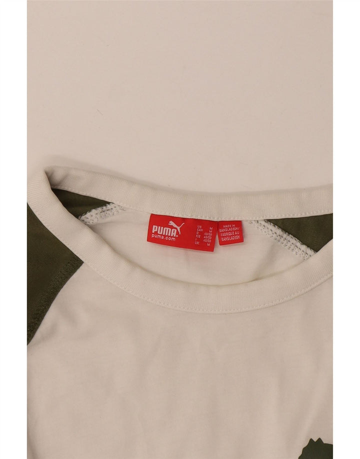 Puma Herre grafisk T-shirt Langærmet Medium White Colourblock