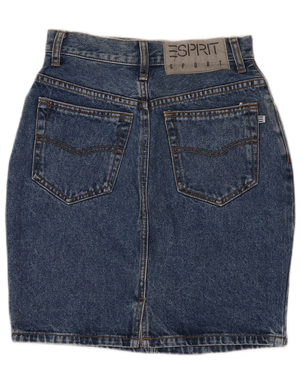 Esprit Womens High Waist Denim Skirt EU 36 Small W26 Blue Cotton