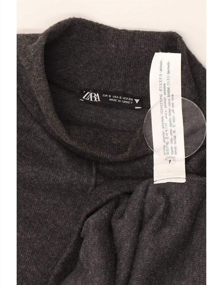 Zara Kortærmede Jumper Kjole til kvinder UK 10 Lille Grå Polyester