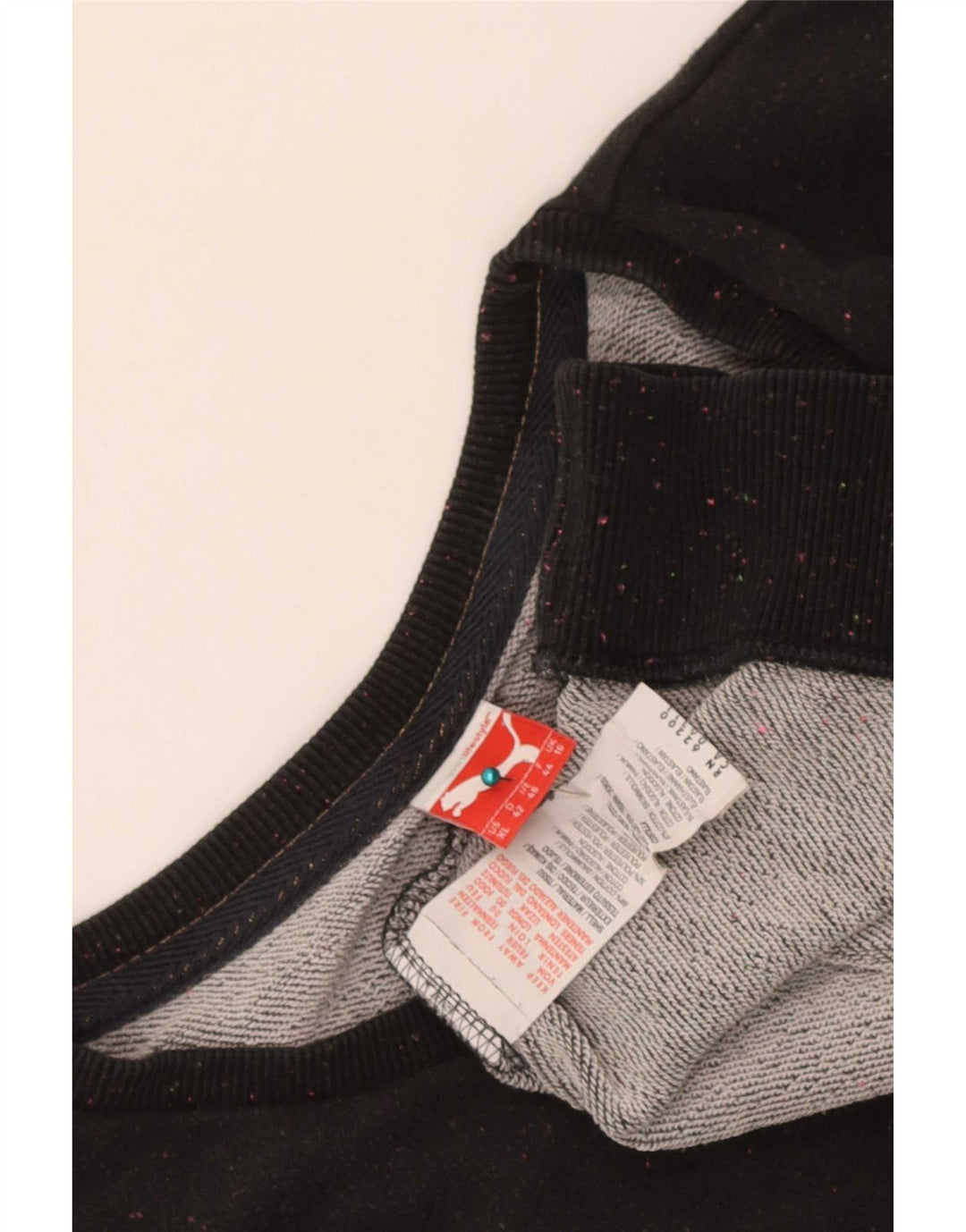 Puma Dame Oversized Sweatshirt Jumper UK 16 Large Black Flecked Bomuld