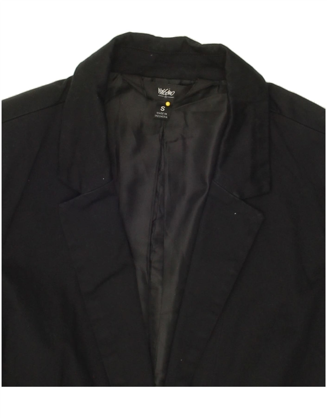 MOSSIMO Womens 1 Button Blazer Jacket UK 10 Small Black Cotton Vintage Mossimo and Second-Hand Mossimo from Messina Hembry 