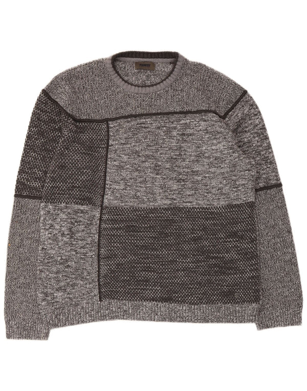 Pioneer Womens Crew Neck Jumper Sweater UK 20 2XL Grey Colourblock