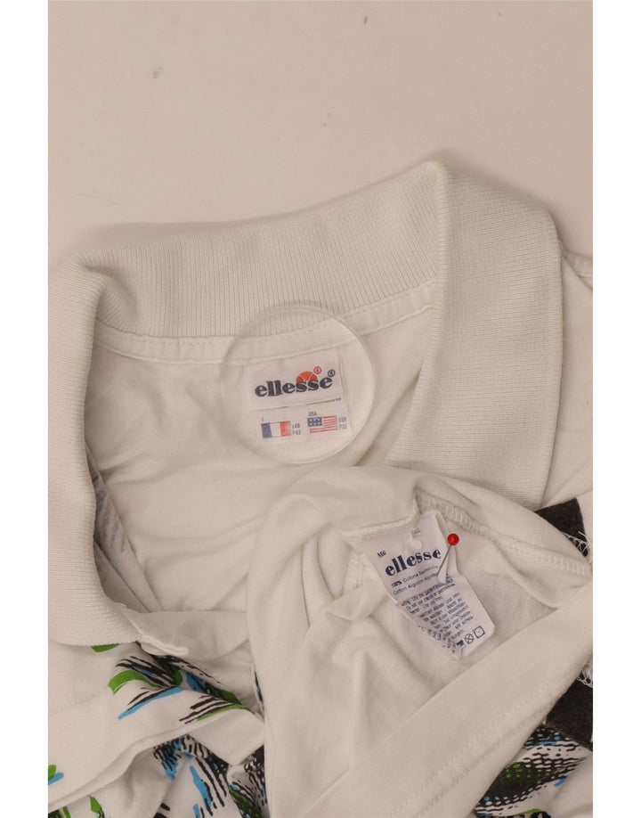Ellesse Herre Polo Shirt IT 48 Medium White Tie Dye Bomuld
