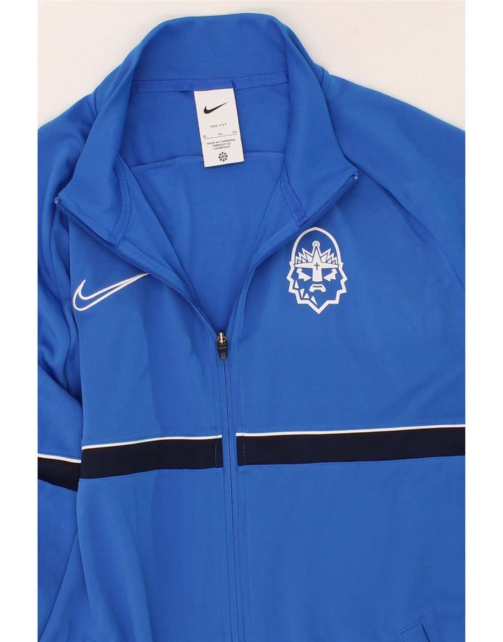 NIKE Mens Dri Fit Graphic Tracksuit Top Jacket XL Blue Polyester Vintage Nike and Second-Hand Nike from Messina Hembry 