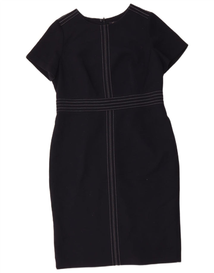Marks & Spencer Womens Sheath Dress UK 16 Large Navy Blue Polyester
