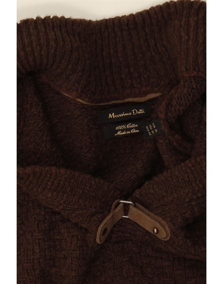 Massimo Dutti Herre Polo Neck Jumper Sweater XL Brun Bomuld