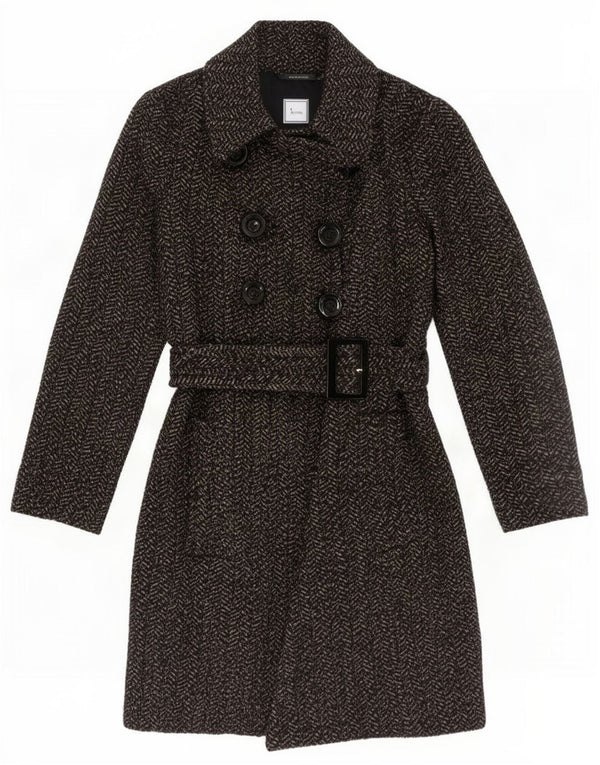 Zara Dame Dobbeltradet Frakke UK 10 Small Grey Herringbone