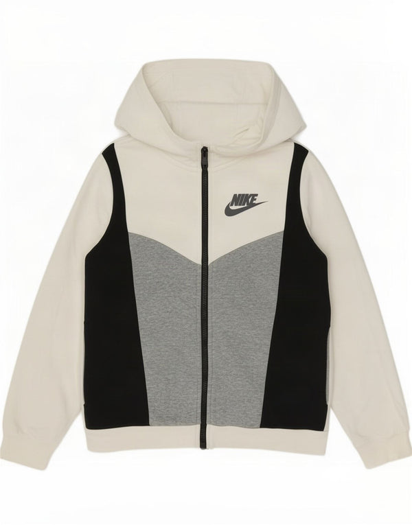 Nike hættetrøje til kvinder med lynlås UK 16 Large White Colourblock Bomuld