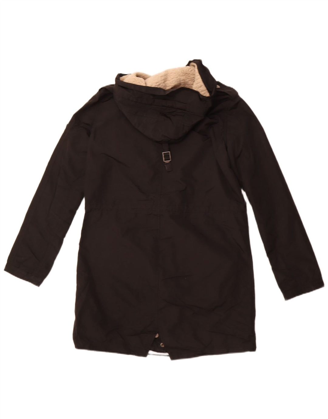 Zara Dame Hooded Parka Jacket UK 10 Small Black Polyester