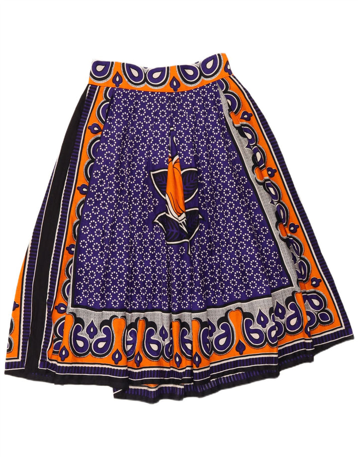 Vintage Kvinder grafisk A-Line nederdel W28 Medium Lilla Blomster