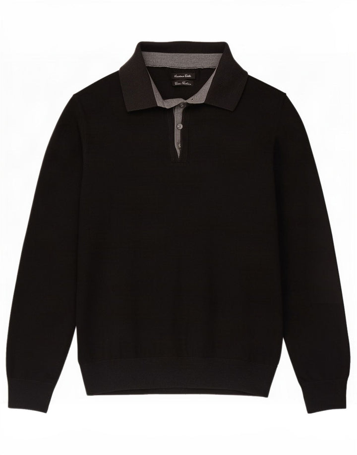 Massimo Dutti Herre Polo Neck Jumper Sweater Medium Sort