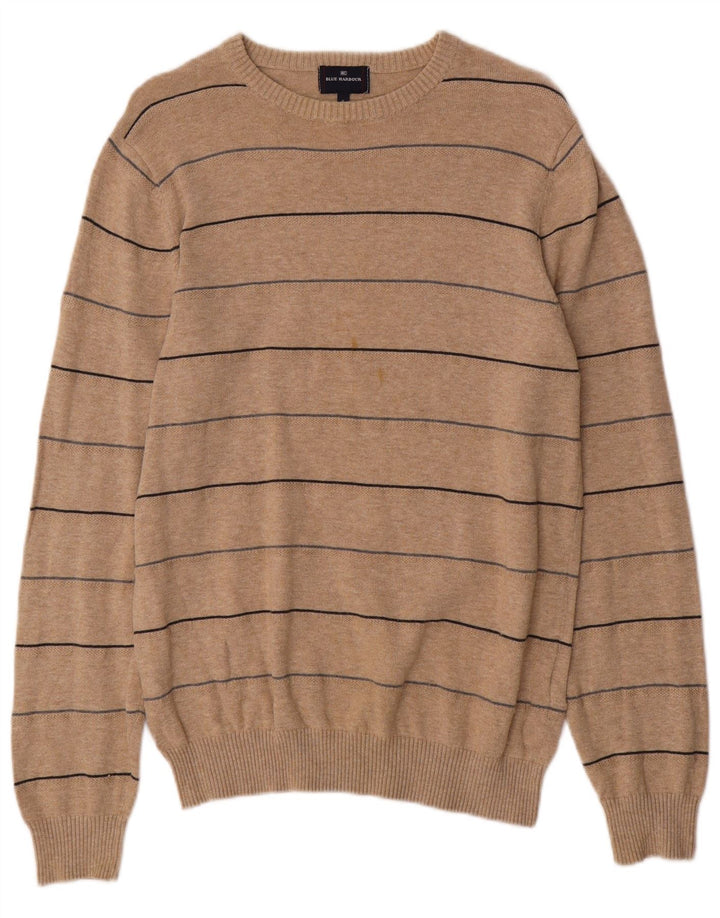 Marks & Spencer Herre Blue Harbor Crew Neck Jumper Sweater Small Beige