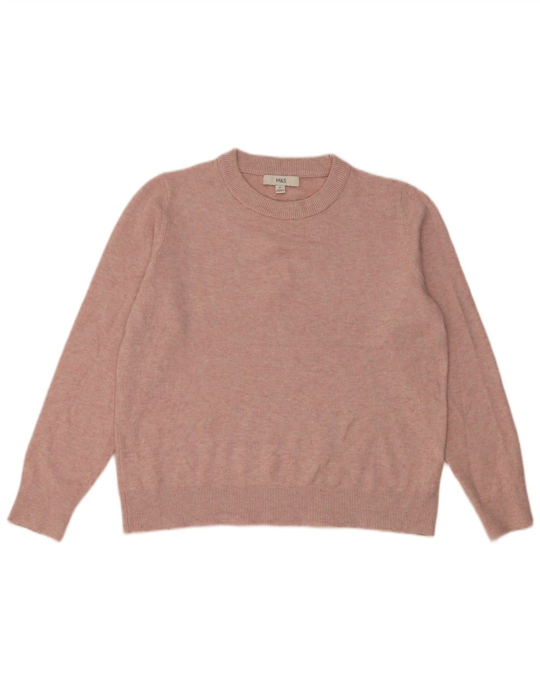 Marks & Spencer Dame sweater med rund hals DK 14 Medium Pink Polyester