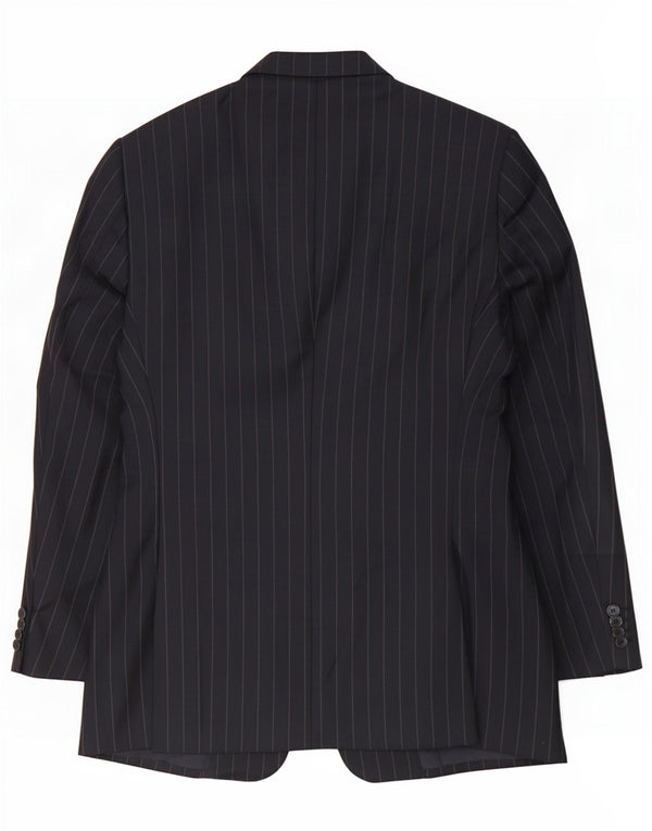 Armani Mens 2 Button Blazer Jacket IT 50 Large Navy Blue Pinstripe Wool