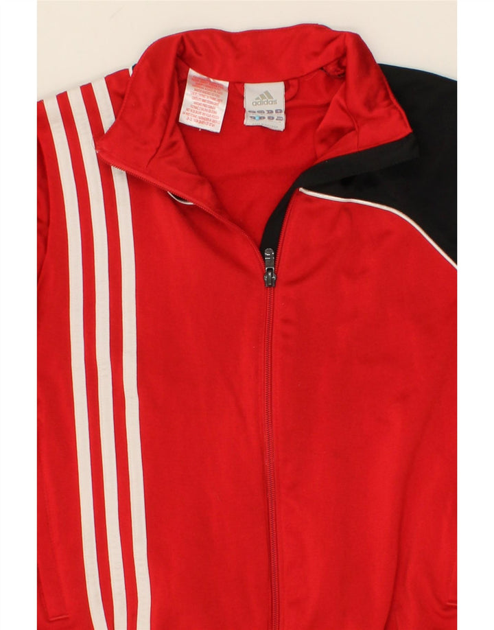 ADIDAS Boys Tracksuit Top Jacket 11-12 Years Red Colourblock Polyester Vintage Adidas and Second-Hand Adidas from Messina Hembry 